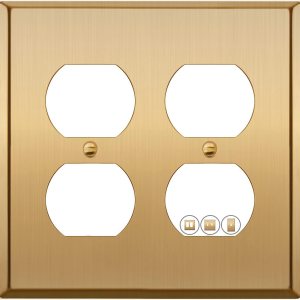 Placa de pared de metal dorado doble dúplex de tamaño estándar, placa de pared de metal, cubierta de interruptor de luz, placa de pared de doble Placa de pared de metal dorado doble dúplex de tamaño estándar, placa de pared de metal, cubierta de interruptor de luz, placa de pared de doble