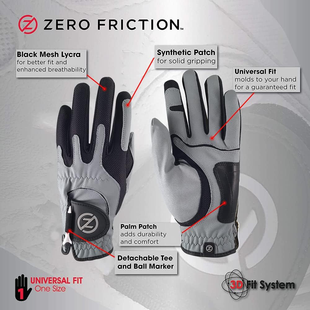 Zero Friction – Guante de golf sintético de compresión para hombre, ajuste universal