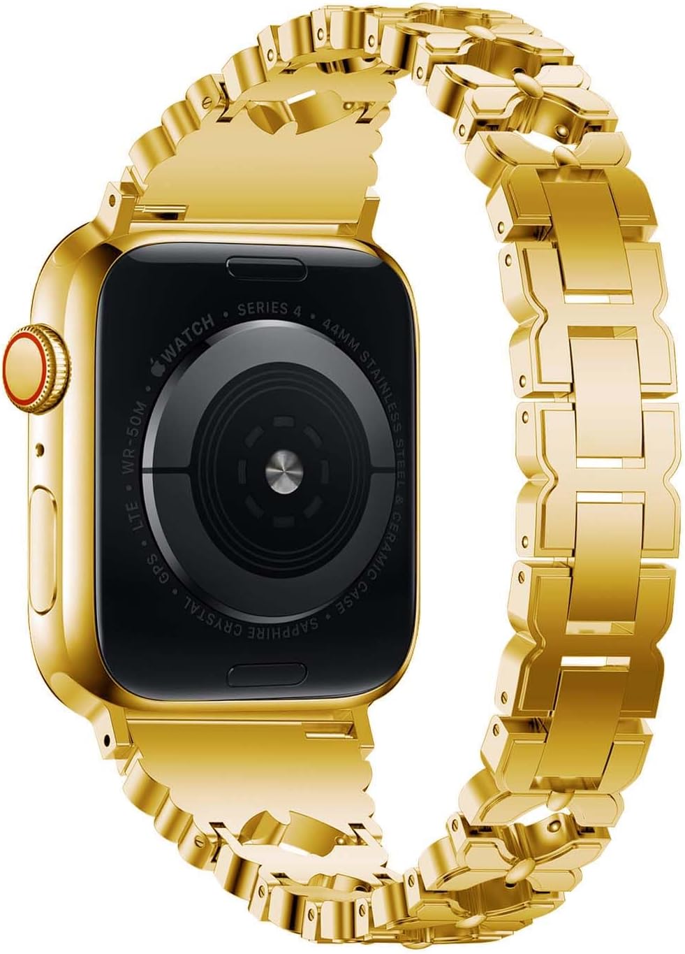 Compatible con Apple Watch Band de 1.496 in, 1.575 in, 1.614 in, 1.654 in, 1.732 in, 1.772 in, correa de metal de joyería de mariposa de diamante