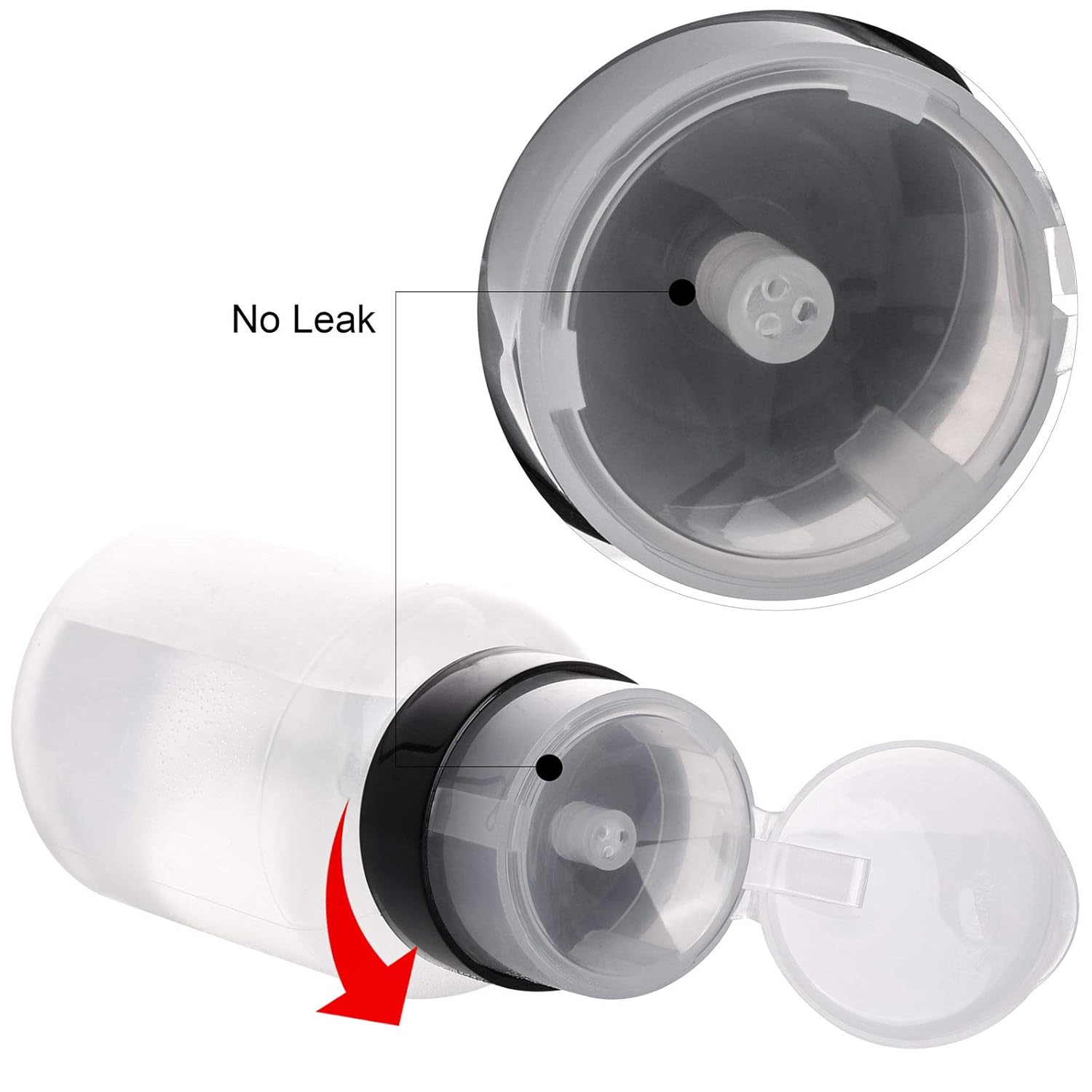 Paquete de 3 dispensadores de bomba de presión con cerradura para alcohol, acetona, esmalte de uñas y removedor de maquillaje, 6.8 fl oz (6.8 onzas)