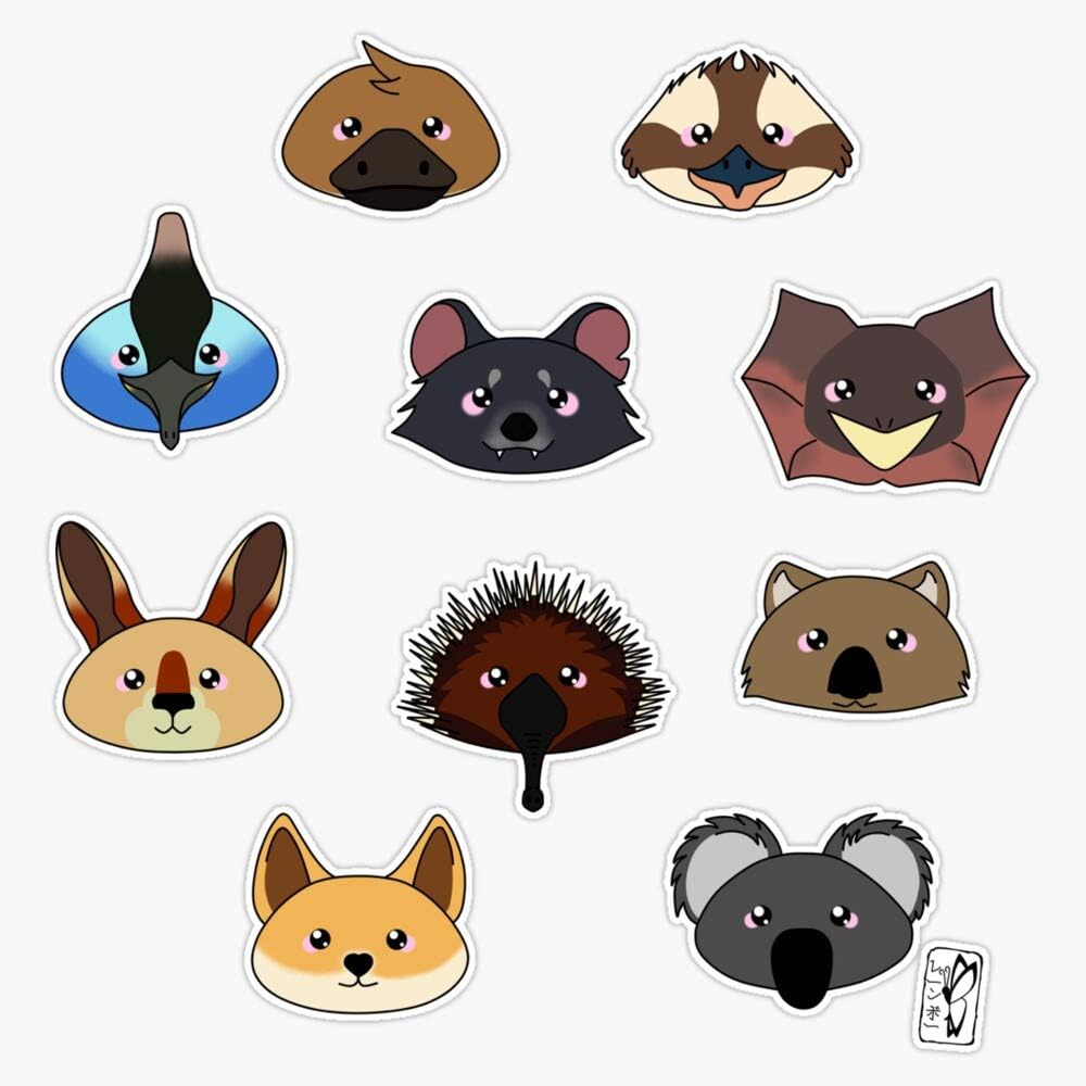 Calcomanía de vinilo impermeable con diseño de animales australianos con texto en inglés Just A Bunch Of Cute Australian Animals, 5 pulgadas