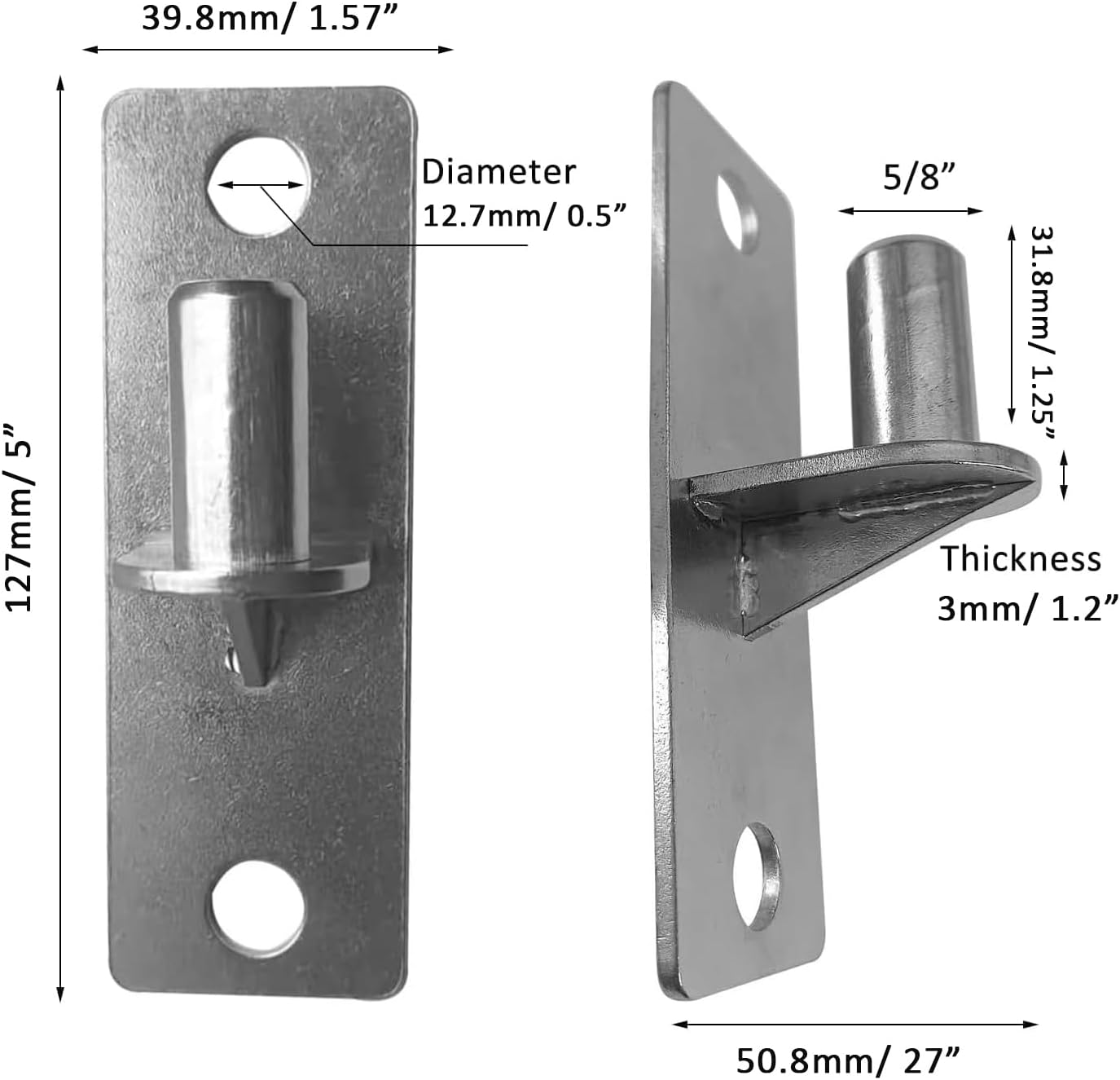 2 bisagras de puerta trasera plana para montaje en pared, acero inoxidable 304 para exteriores, bisagras de puerta de enlace de madera resistente
