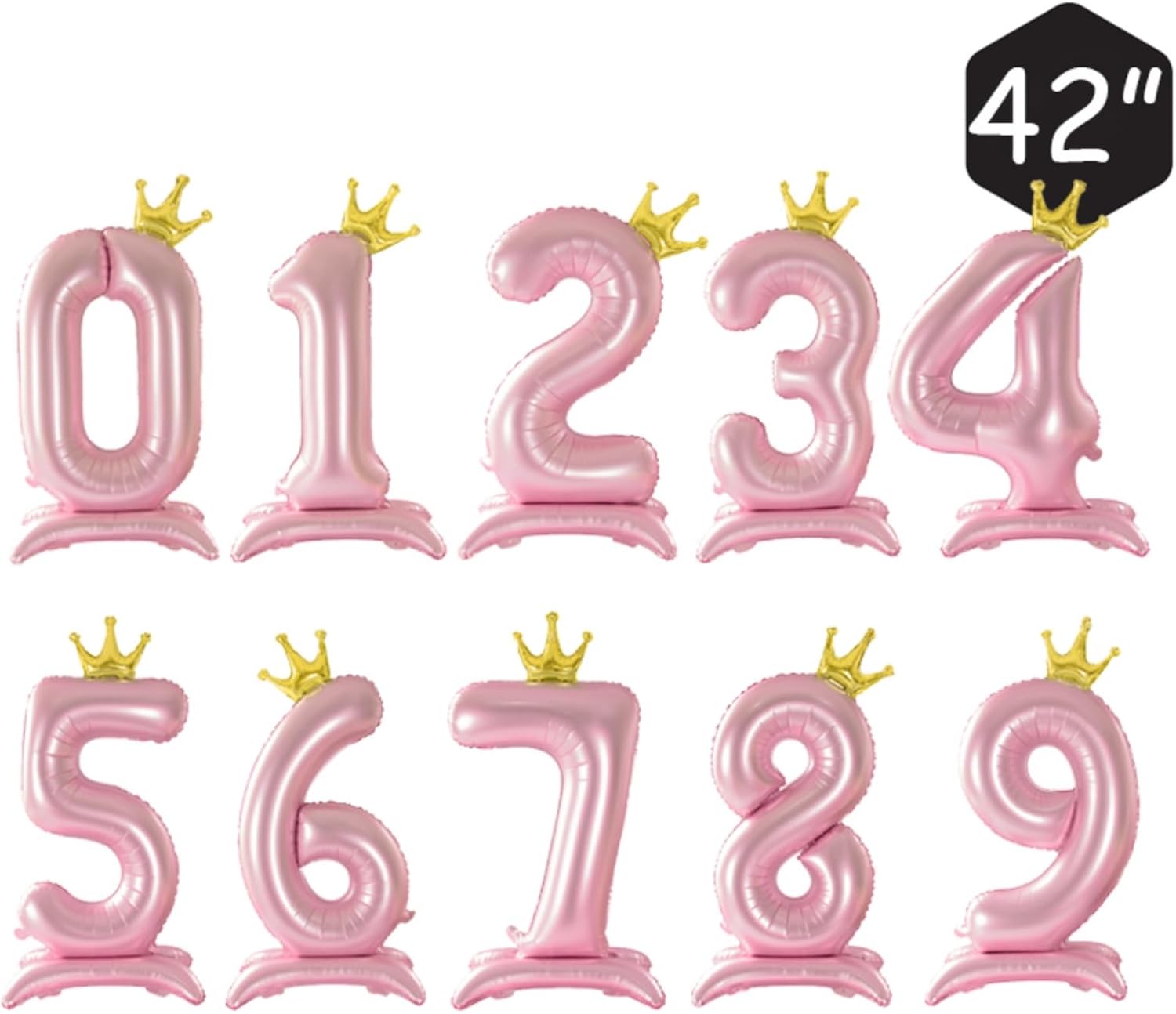 Globos de 42 pulgadas color rosa con el número 5 con corona, globos de cumpleaños número 5 para niñas, suministros de decoración de fiesta de