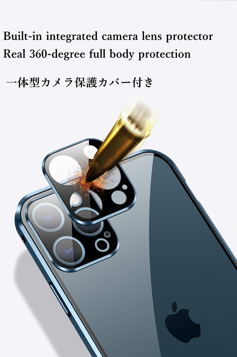 HENGHUI Funda antimiradas con cerradura para iPhone 13 Pro Max, funda magnética de vidrio con protector de lente de cámara integrado, protector de