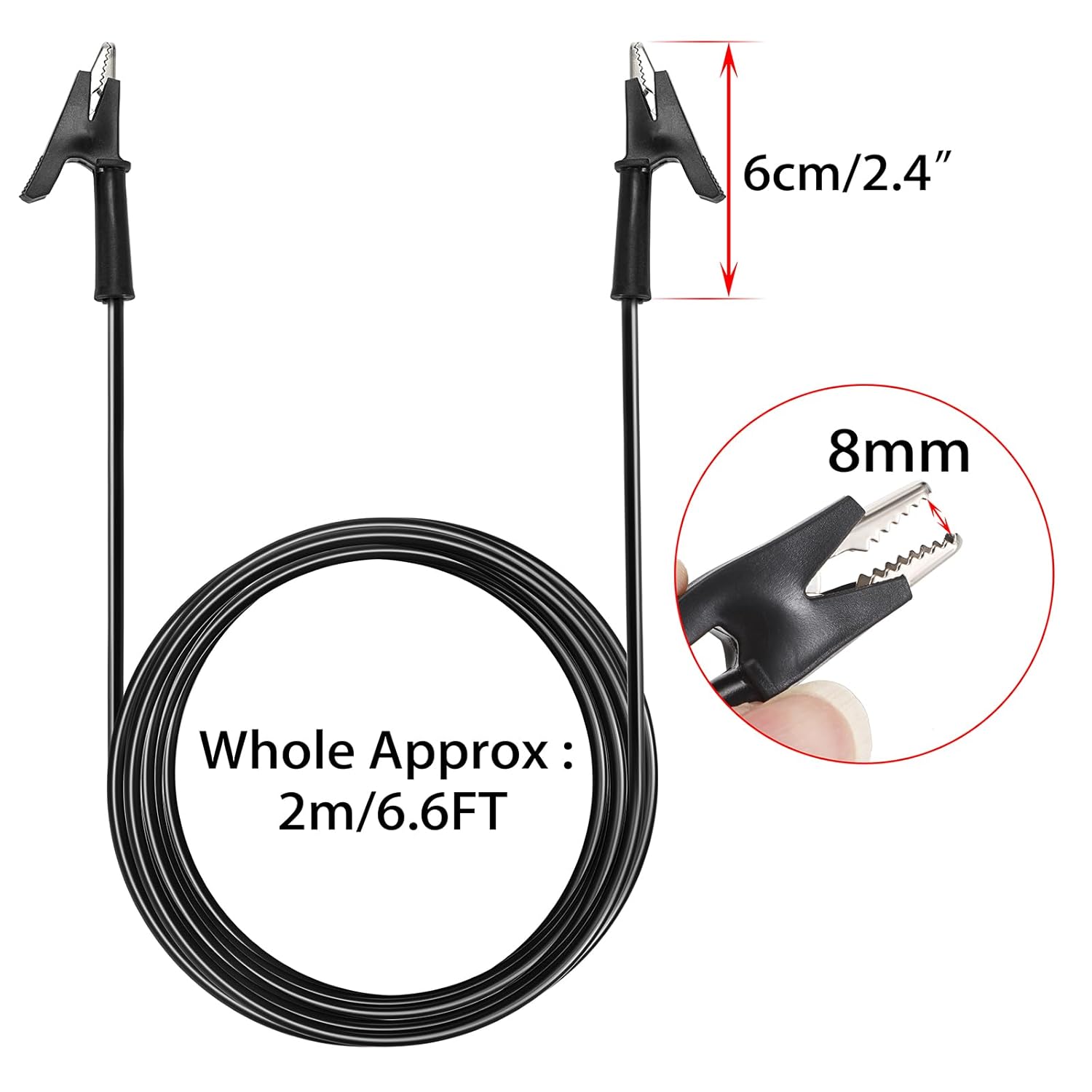 Sumnacon Clips de cocodrilo de doble extremo, cable de cable de prueba de 15 A con clips aisladores, 2 cables flexibles de prueba de 6.6 pies6.6 ft