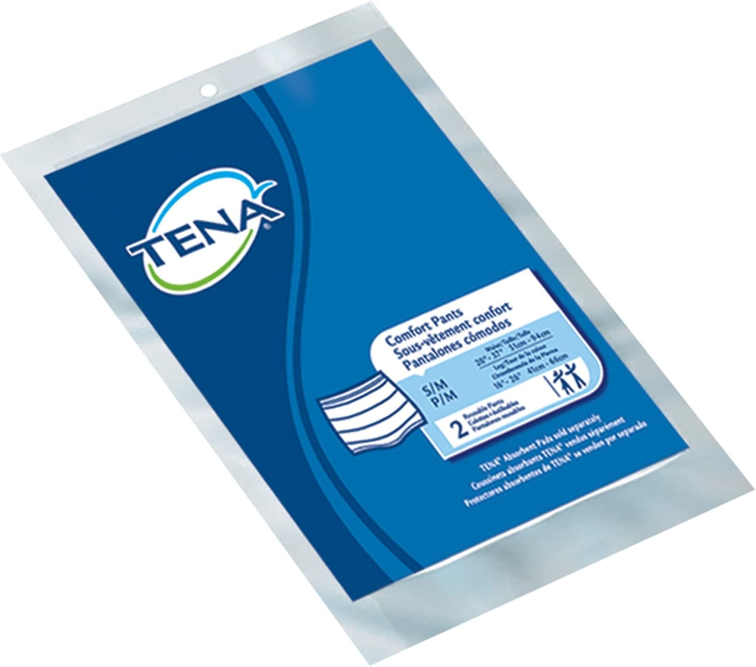 TENA Comfort – Pantalones de fijación de punto para incontinencia, pequeñomediano, azul, 2 unidades