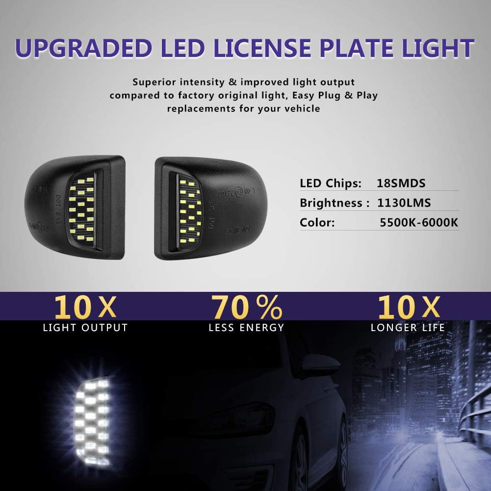 2 lámparas LED para placa de Chevy Silverado 1500 2500 3500 Suburban Tahoe GMC Sierra 1500 2500 3500 Yukon XL Cadillac Escalade, color blanco