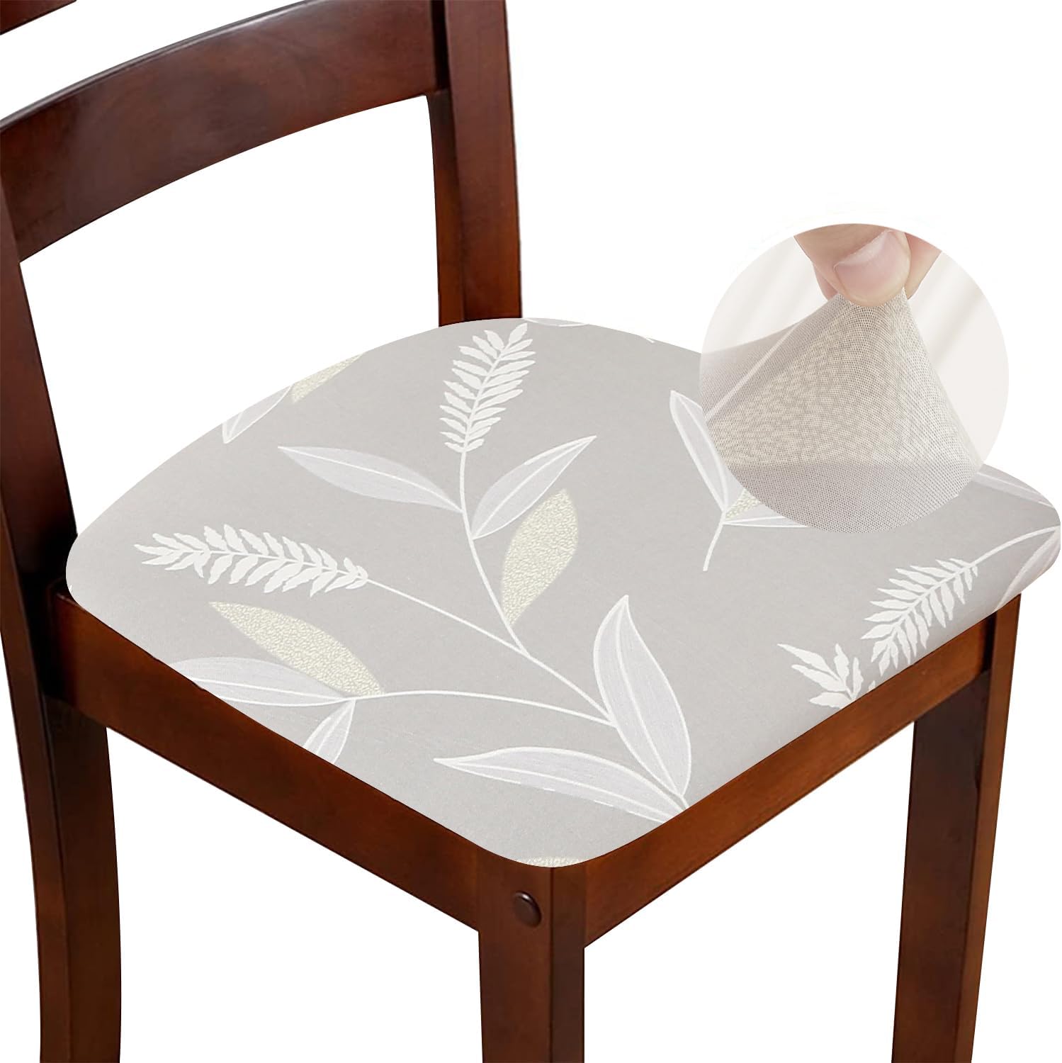 Juego de 6 fundas de asiento para silla, elásticas, estampadas, para comedor, cuadradas, extraíbles y lavables, fundas de cojín para cocina, oficina