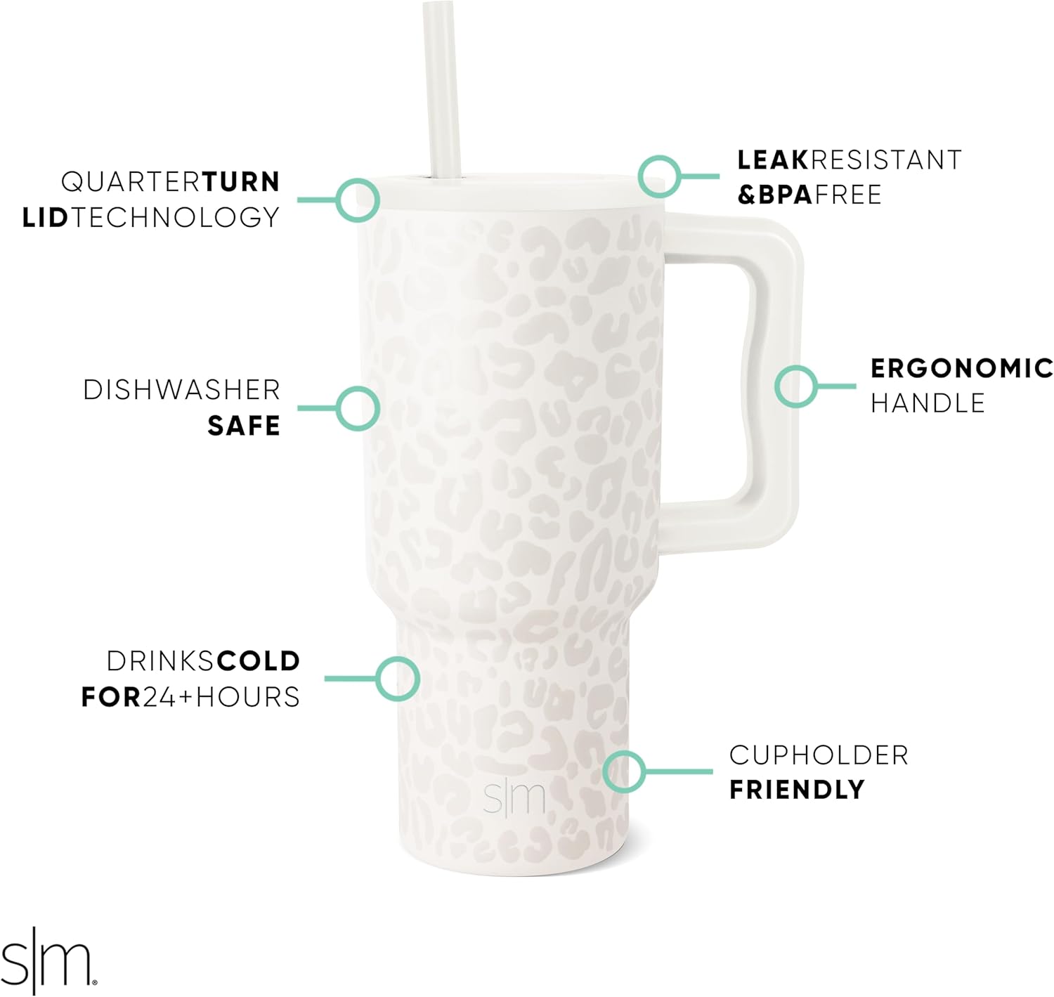Simple Modern Vaso de 30 onzas con asa y tapa con pajilla, botella de agua reutilizable de acero inoxidable, taza aislada, taza de viaje, apta para
