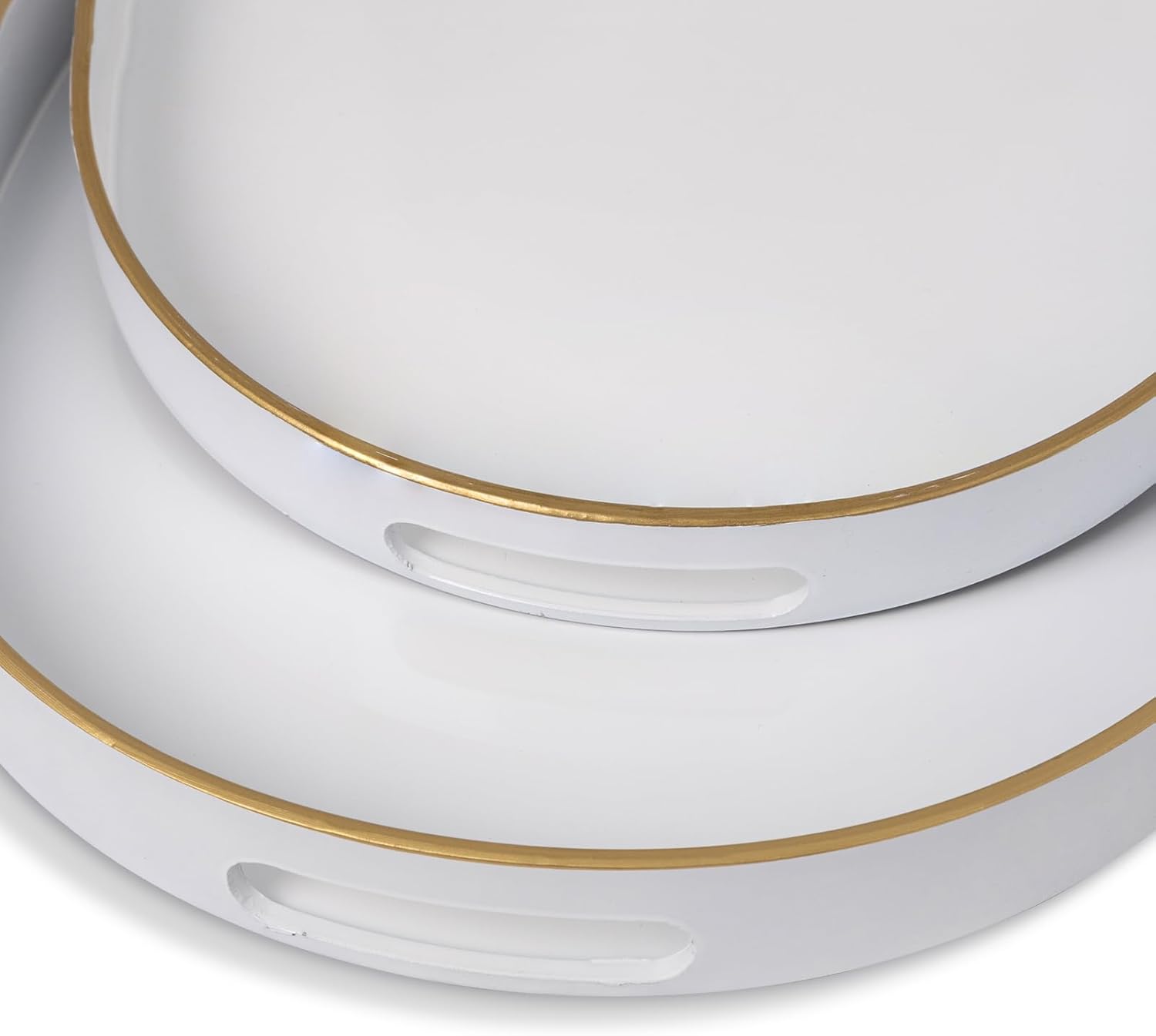 MAONAME Bandejas blancas para servir con asas, bandejas decorativas ovaladas para mesa de café, bandejas anidables, juego de 2, bandejas de tocador