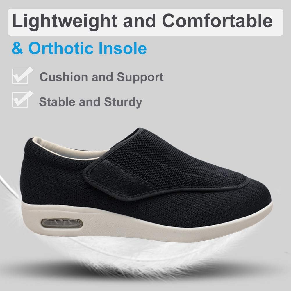 Zapatos para diabéticos, ligeros y anchos para caminar, con cierres ajustables para edema diabético, fascitis plantar, juanetes, artritis, pies