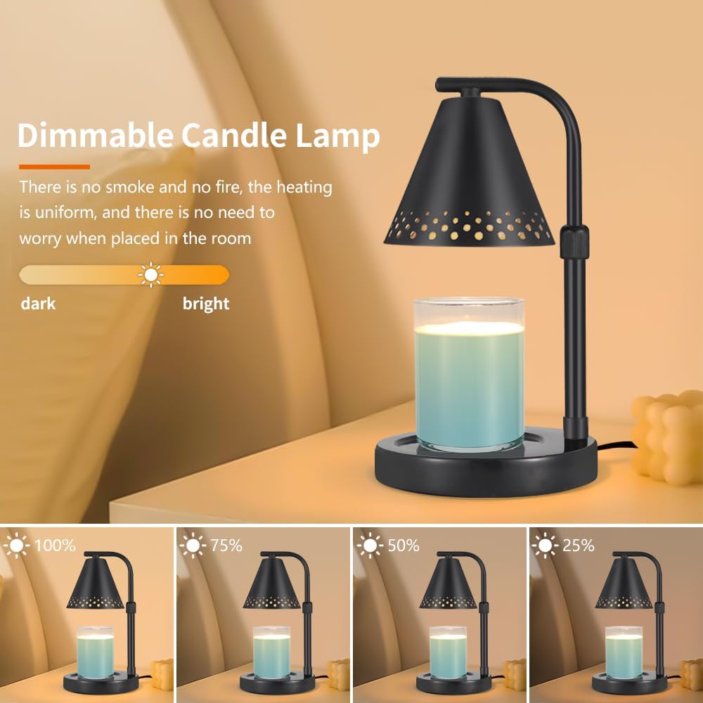 kobodon Lámpara calentadora de velas con base de mármol, calentador eléctrico regulable con temporizador, calentador de velas de metal para velas