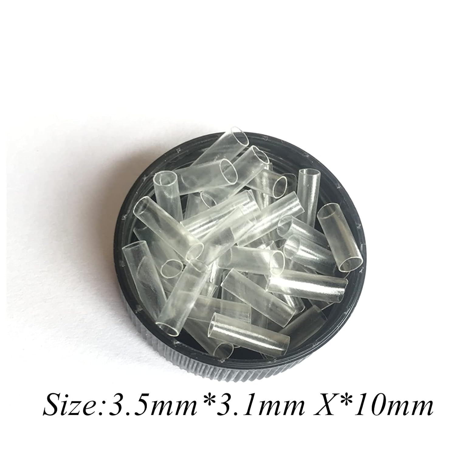 1000 extensiones de cabello, tubos termorretráctiles de 0.394 in de largo, anillos de extensiones de cabello (1000 unidades, transparentes)