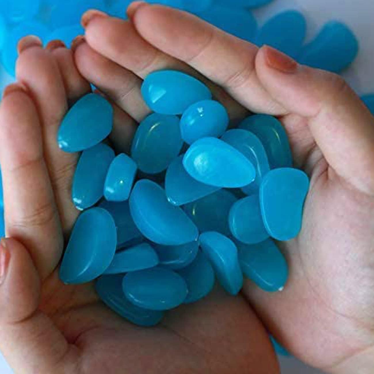 520 piedras que brillan en la oscuridad, piedras de Gardon luminosas para pasarelas, patio, acuario, pecera, decoración alimentada por luz y piedras