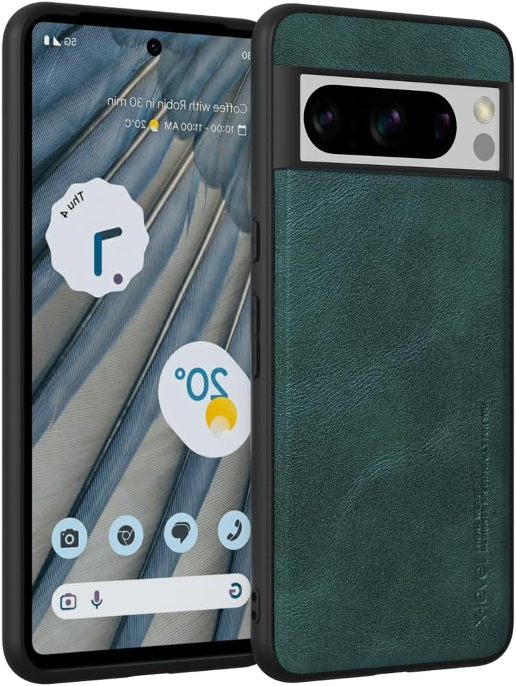 X-level Funda para Google Pixel 8 Pro, delgada y delgada de piel sintética de alta calidad, suave TPU a prueba de golpes, funda protectora para