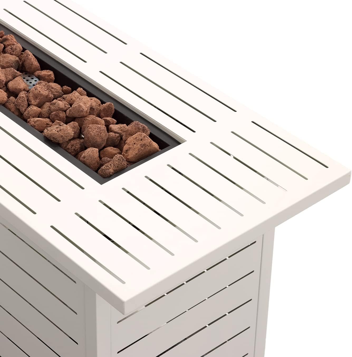 Fogata de propano  Patio al aire libre  Mesa para hoguera  Calentador de patio con quemador de acero inoxidable con rocas de lava e inserto de mesa