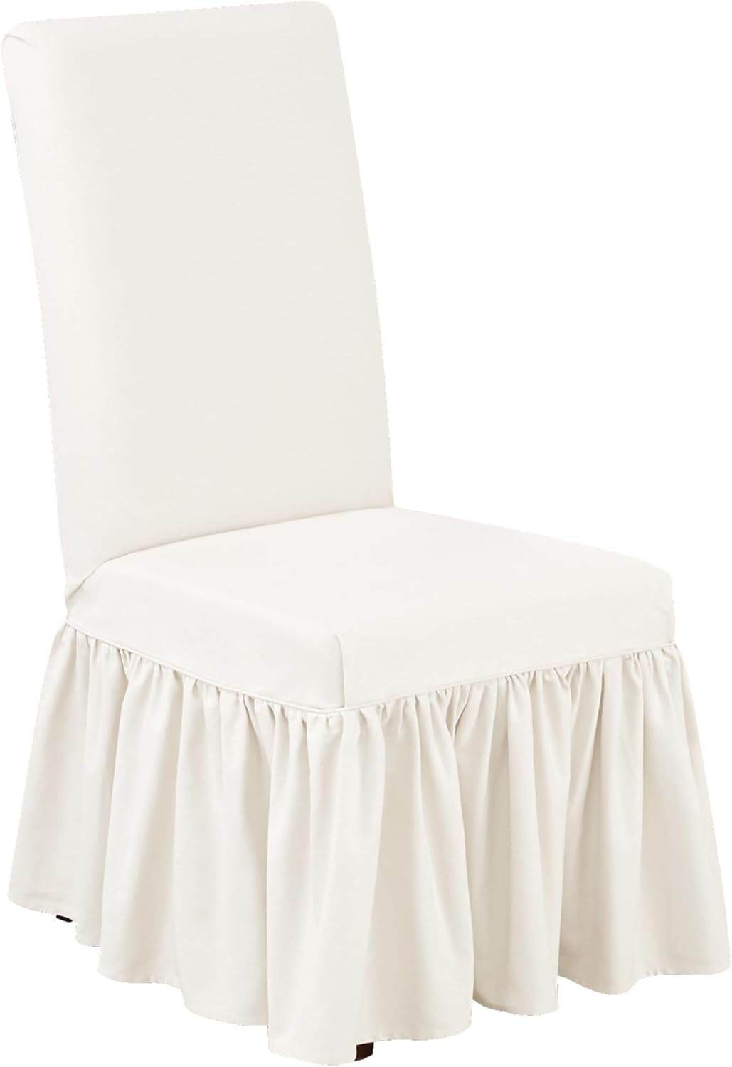 SureFit Funda para silla de comedor larga de sarga esencial, color blanco