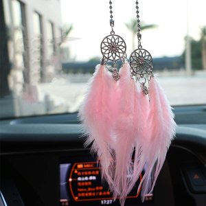 Colgante de espejo retrovisor para automóvil, atrapasueños de plumas, dije de cristal, accesorios decorativos para automóvil para mujer (rosa) Colgante de espejo retrovisor para automóvil, atrapasueños de plumas, dije de cristal, accesorios decorativos para automóvil para mujer (rosa)