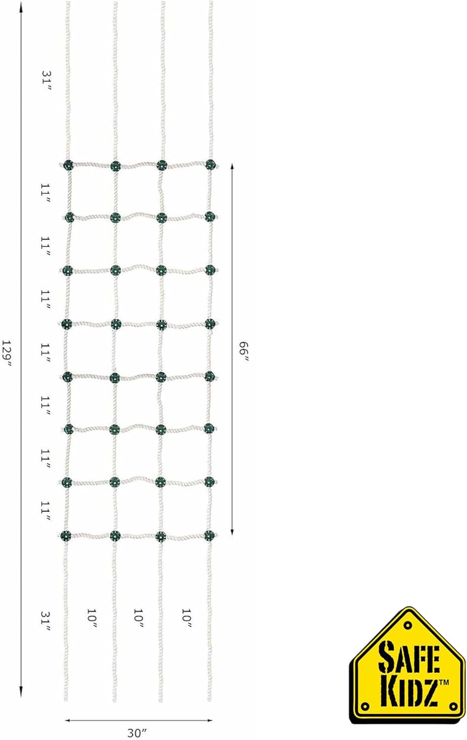 Red de escalada de carga, escalera de cuerda 100% poliéster, 96 pulgadas de largo x 30 pulgadas de ancho + broca e instrucciones (idioma español no