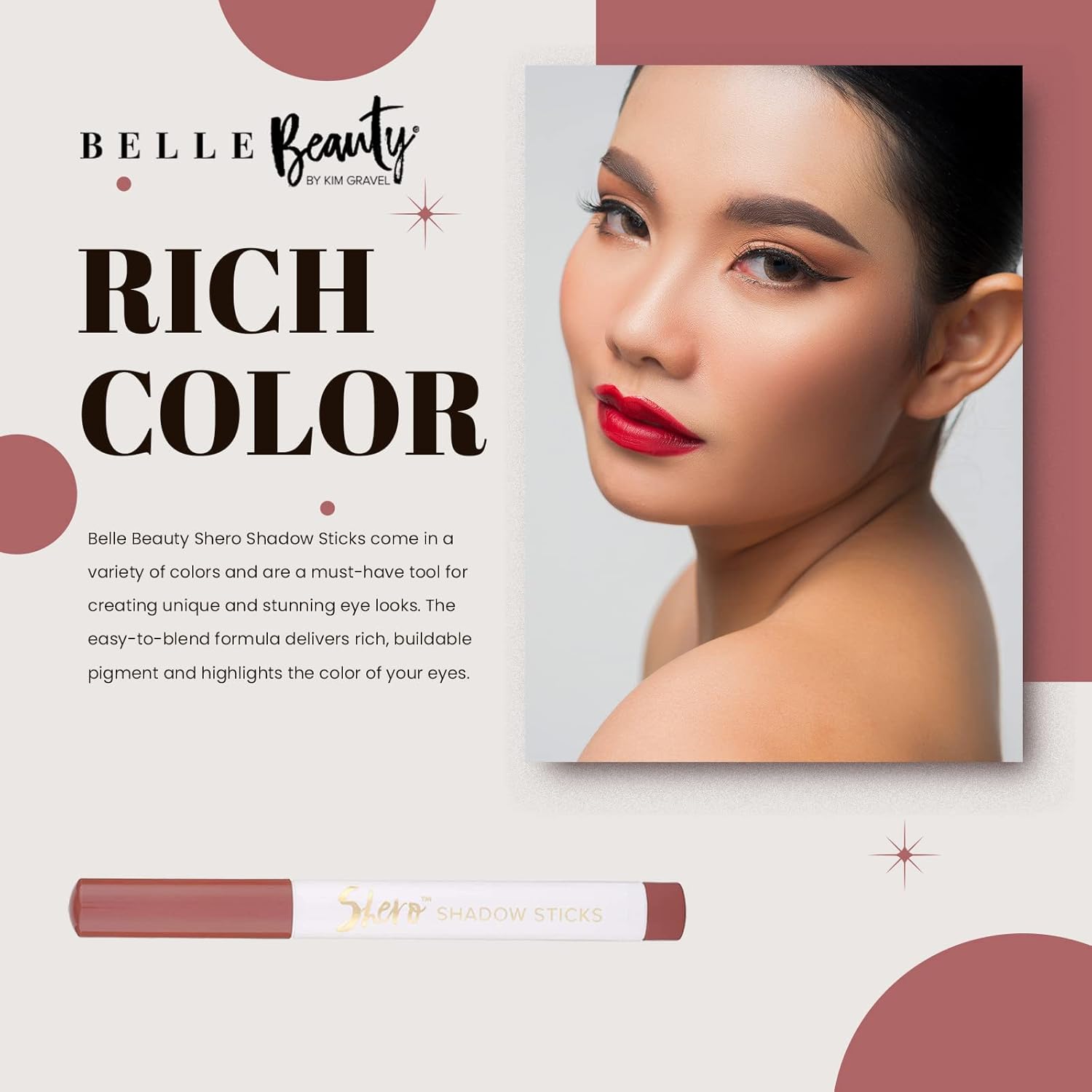 Belle Beauty by Kim Gravel Shero Shadow Stick – Sombra de ojos audaz para ojos impresionantes sin esfuerzo, champán