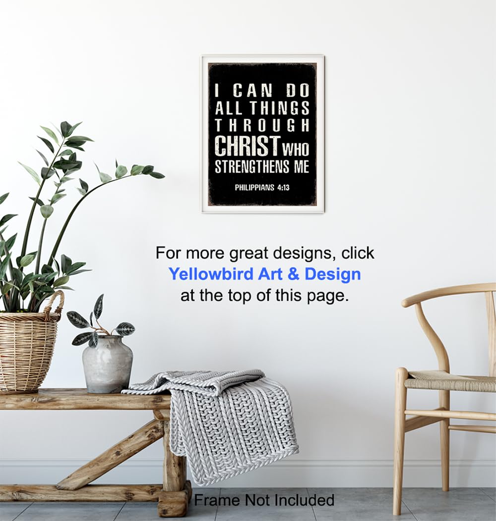 Christian Bible Verse Art Print 11×14 – I Can Do All Things Through Christ – Christian Wall Art for Men – Jesus Scripture Wall Decor – God Wall Art