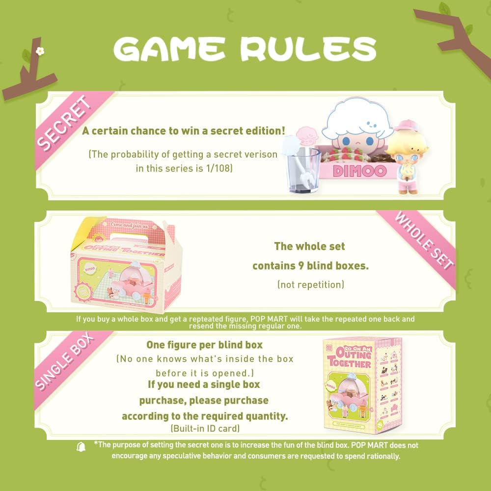 POP MART DIMOO Go on an Outing Together – Figuras de caja ciega, juguetes de diseño aleatorio para decoración moderna del hogar, juego de juguetes