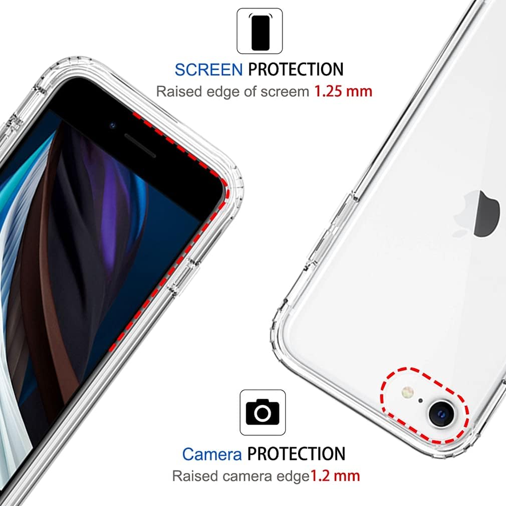 Bohefo Funda transparente compatible con iPhone SE 2020, iPhone 8, iPhone 7 para niñas y mujeres, bonita funda protectora de TPU de cristal a prueba