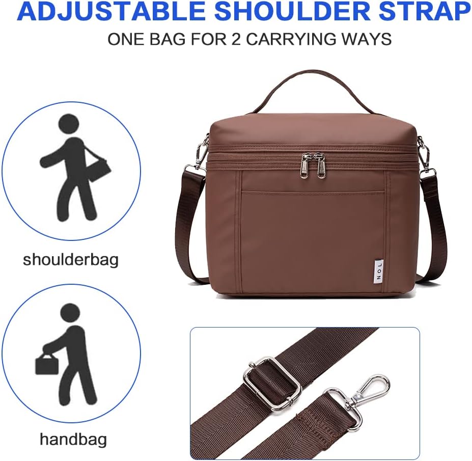 NOL Natural Organic Lifestyle – Bolsas de almuerzo aisladas para mujer, bolsa de refrigeración ligera de nailon impermeable para el trabajo