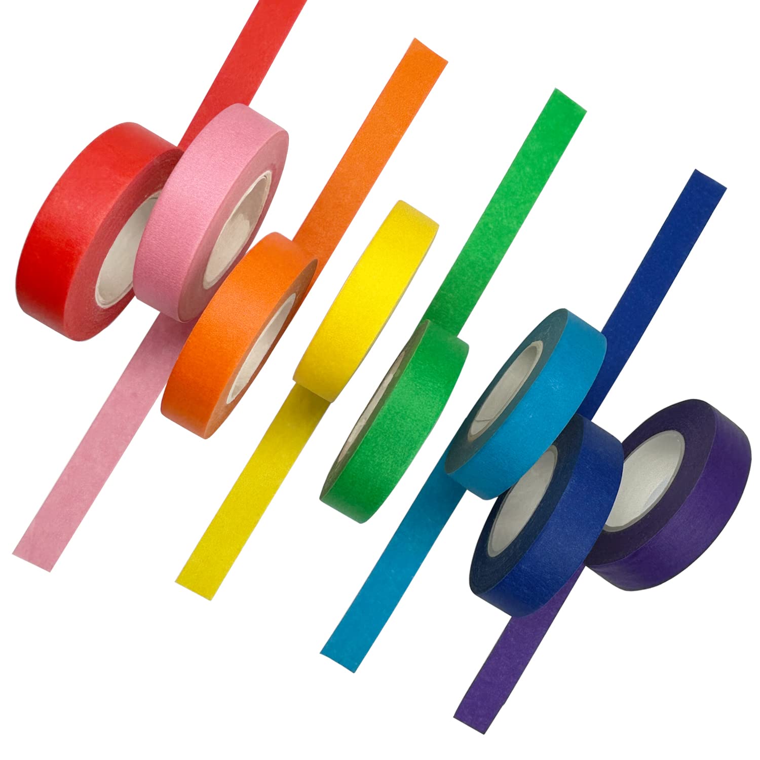 8 cintas adhesivas de colores para pintores, 1 pulgada x 16.4 yardas, cintas de arte coloridas de arcoíris, suministros de arte para niños, ideal