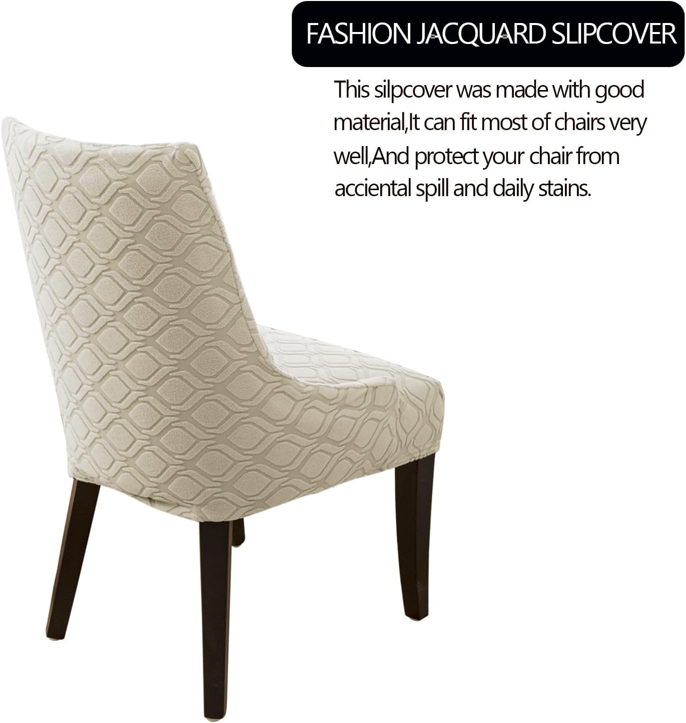 KELUINA Fundas para sillas de comedor de tela jacquard, de ajuste elástico, fundas para sillas laterales con respaldo de ala, silla de comedor