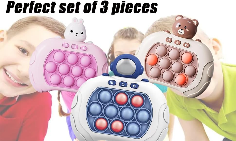 UMESEE Consola de mano, juego de burbujas de empuje rápido para niños y adultos, juego de burbujas con luz para niños, niñas y adolescentes (3