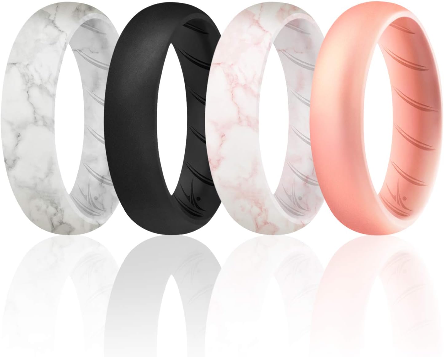 ROQ Anillos de silicona para mujer transpirable Anillo de boda de silicona para mujer  Banda de goma de silicona de grado médico  Anillo de boda