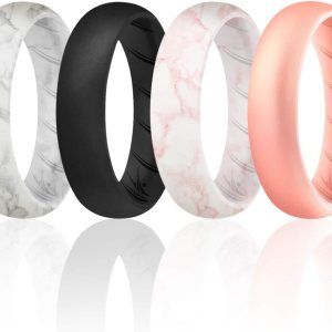 ROQ Anillos de silicona para mujer transpirable Anillo de boda de silicona para mujer  Banda de goma de silicona de grado médico  Anillo de boda ROQ Anillos de silicona para mujer transpirable Anillo de boda de silicona para mujer  Banda de goma de silicona de grado médico  Anillo de boda