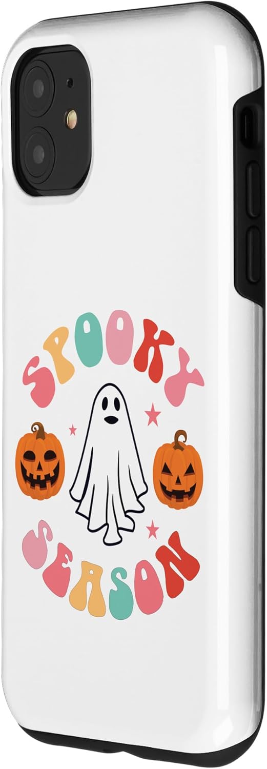 Funda divertida para iPhone 11 Retro Halloween Cute Ghost Spooky Season
