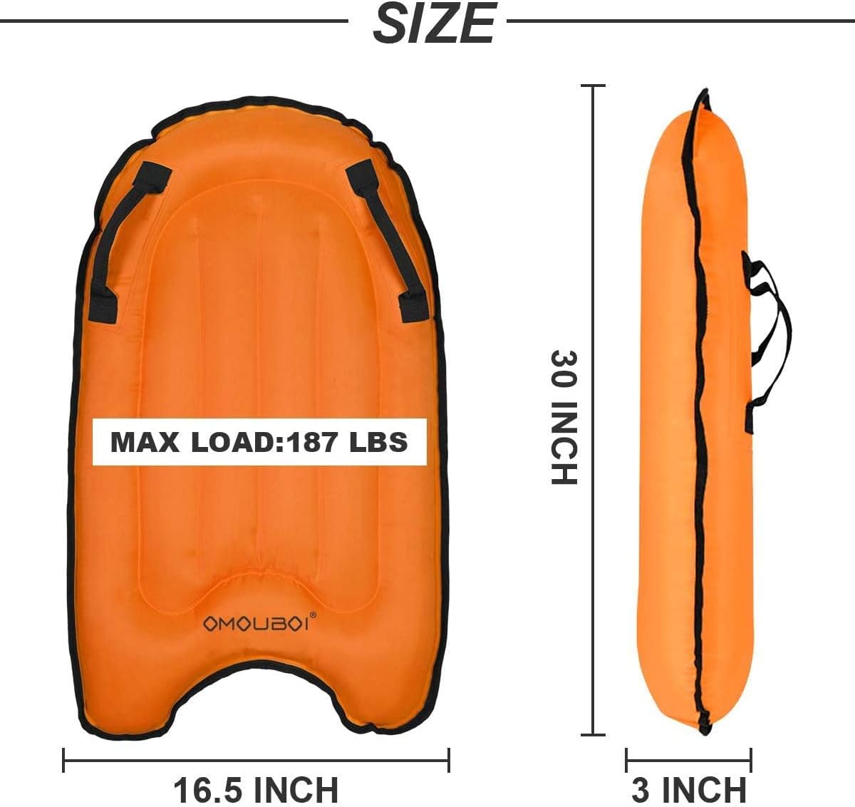 OMOUBOI Tabla de bodyboard inflable, tabla de cuerpo ligera, tabla de bodyboard suave, portátil, flotadores de 30 pulgadas, mini tablas de surf