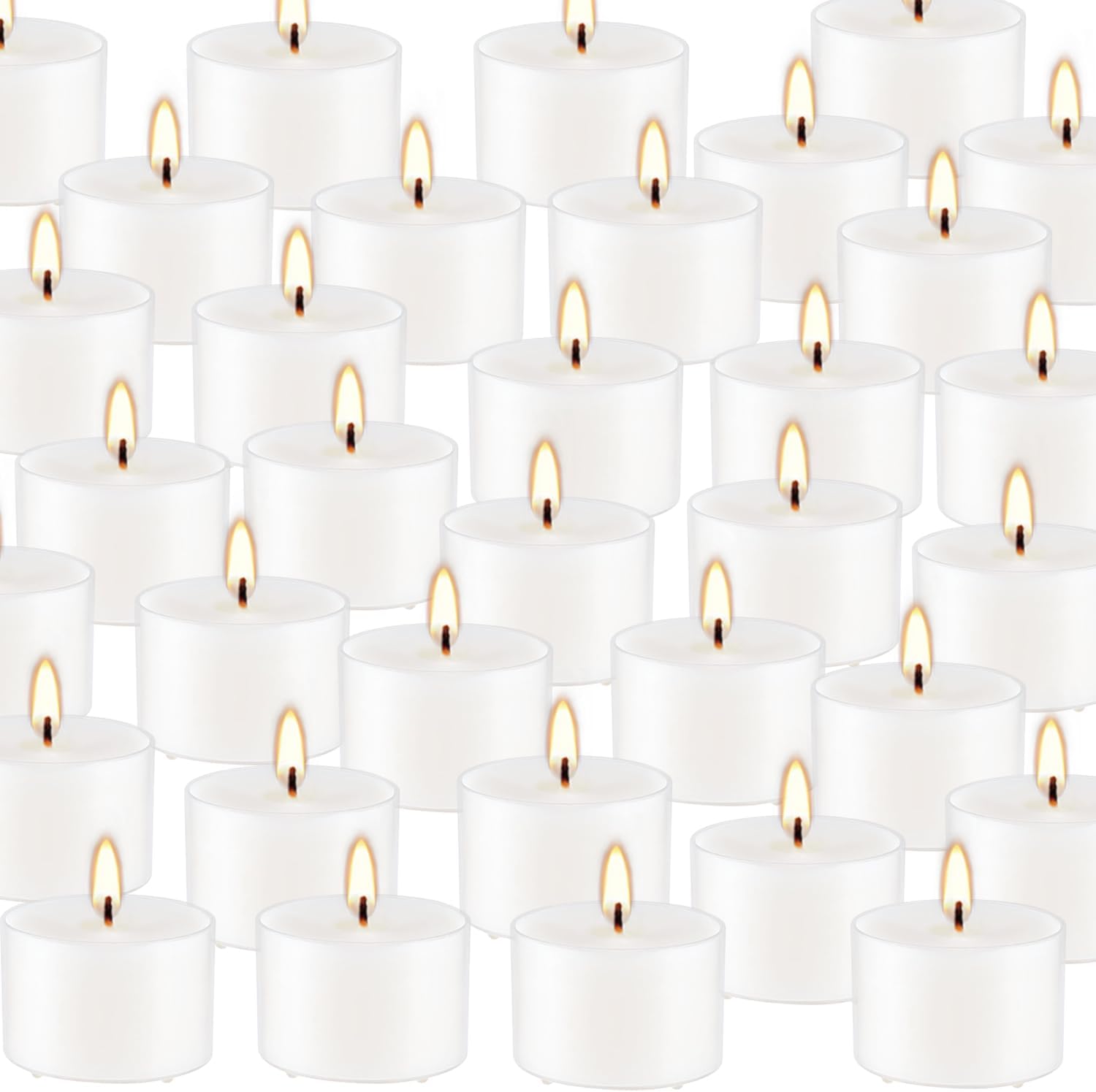 Juego de 50 velas aromáticas blancas a granel, cera de fragancia de vainilla con recipiente transparente, para restaurantes, cenas, bodas, baby