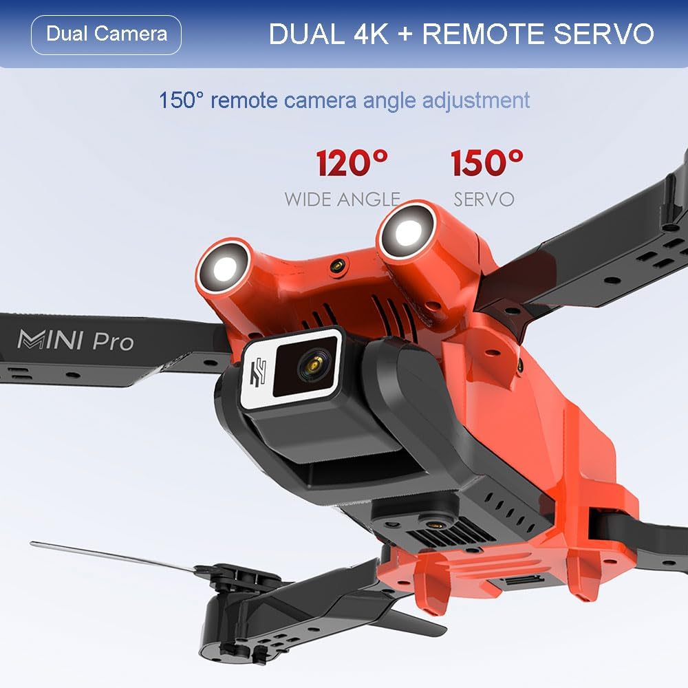Dron de doble cámara para niños, mini dron con cámara HD para adultos principiantes, dron plegable, batería integrada de 1800 mAh, retención de