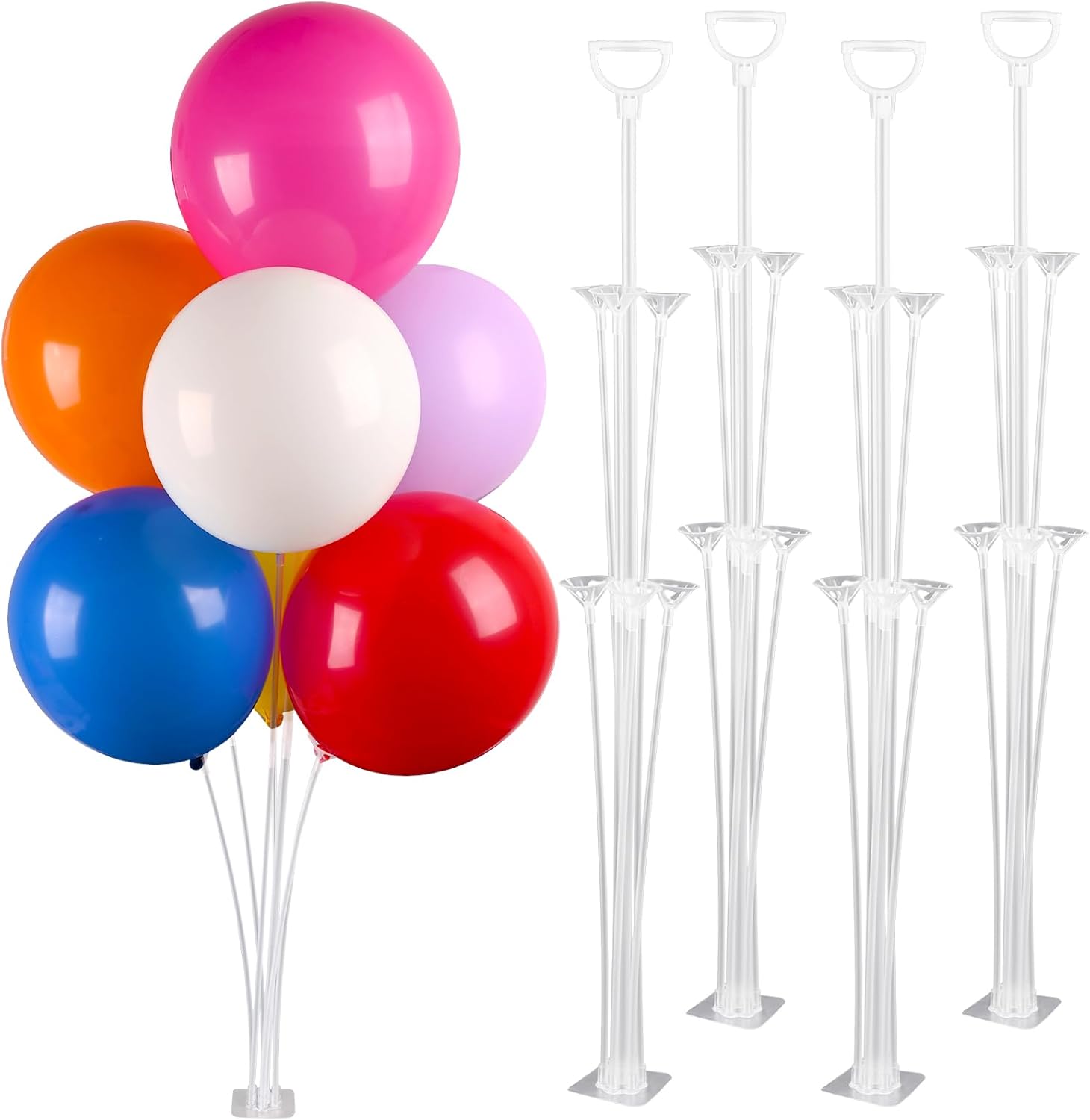 Sakolla Juego de 4 soportes para globos para mesa con base autoadhesiva, soporte de mesa para globos de escritorio, centro de mesa, soporte para