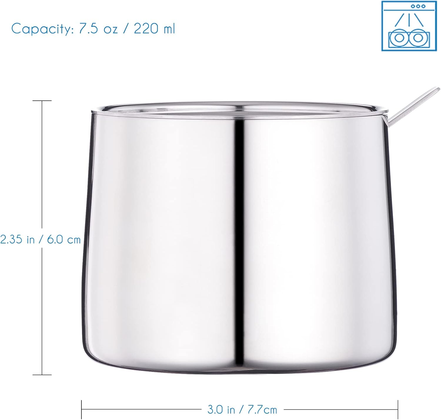 Easyworkz Crema de acero inoxidable 304 y azucarero con cuchara para servir café, cromo
