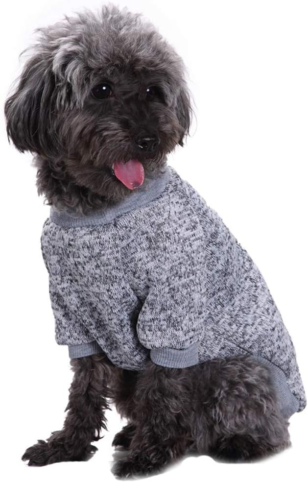 Jecikelon – Ropa para mascotas, suéter suave, cálido y grueso, suéter de invierno para perros (talla S, color gris)