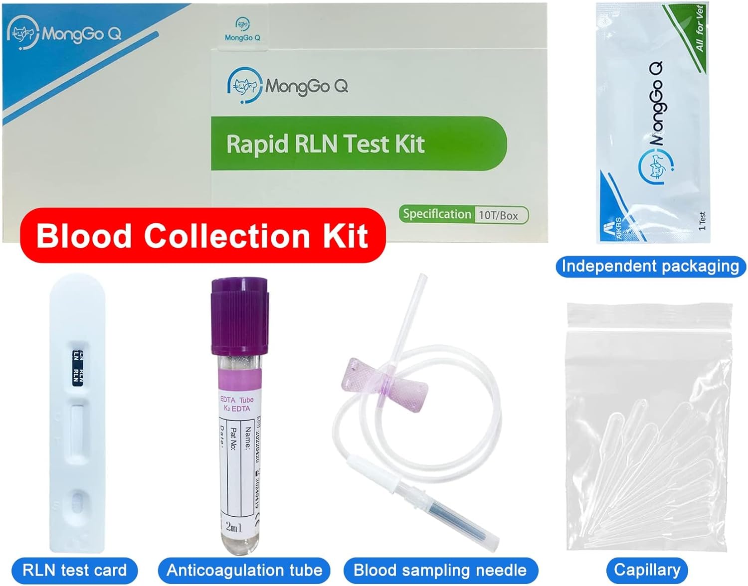 MONGGO Q Kit de prueba de embarazo para perros de 10 piezas en casa, prueba rápida de embarazo para perros, suministros de tiras de prueba para