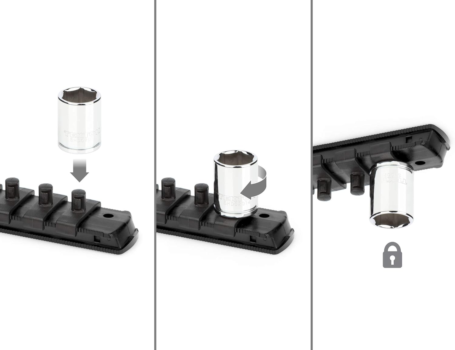 TEKTON Unidad de 38 pulgadas x riel de enchufe de 18 pulgadas, 20 clips (negro)  OSR13220