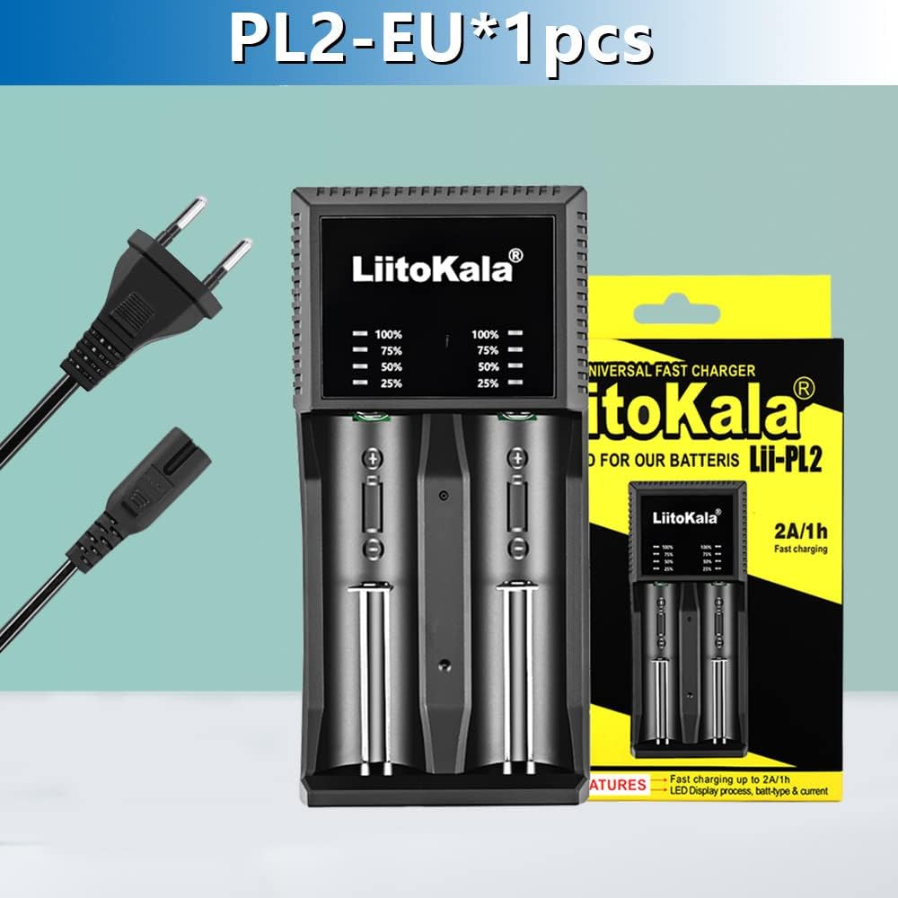 Cargador de batería recargable LII-PL2, cargador de batería AA para 2 baterías AA o AAA NiMH, LII-PL2 18650 26650 21700 cargador de batería de litio