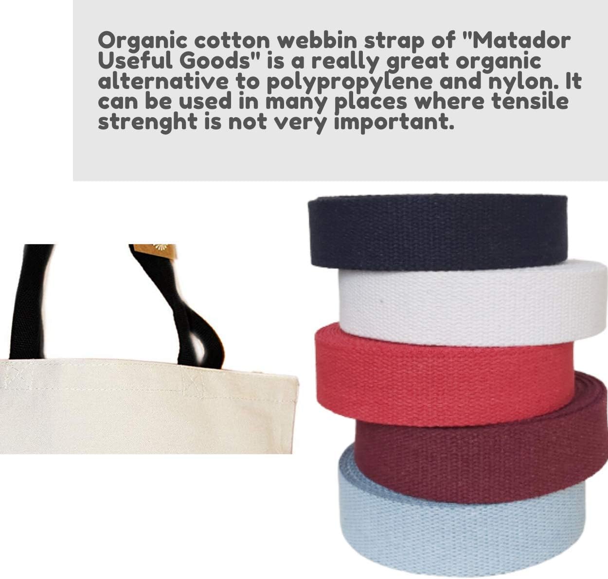 Correas de algodón pesado de 1 12 pulgadas – Correas para artes y manualidades – (rojo, 10 yardas) – MATADOR USEFUL GOODS