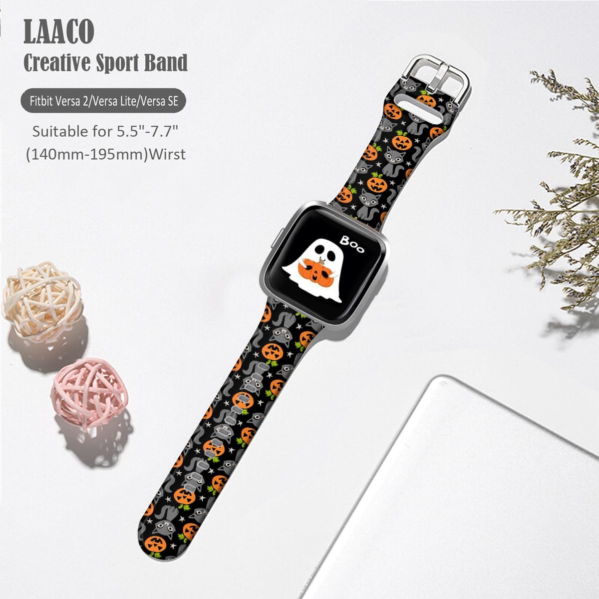 Correa deportiva de repuesto de silicona con diseño floral de Navidad, no se decolora, compatible con Fitbit Versa 2, Fitbit Versa, Versa Lite,