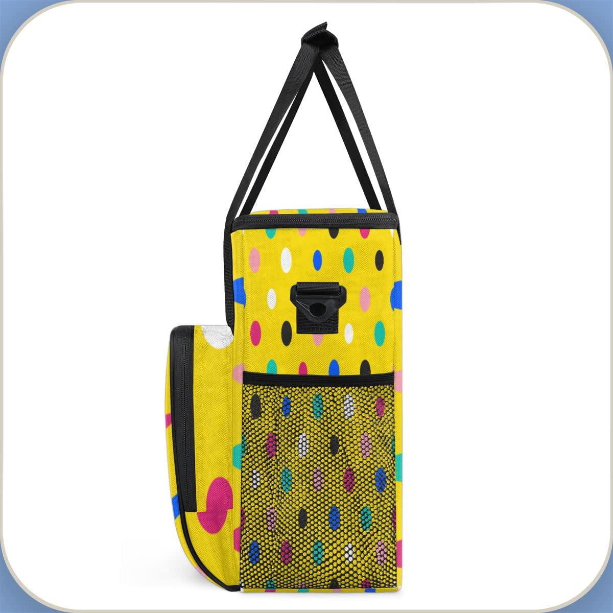 Colorida cafetera amarilla con lunares, bolsa de almacenamiento de viaje, compatible con Keurig K-Mini o K-Mini Plus, portátil, de una sola porción,