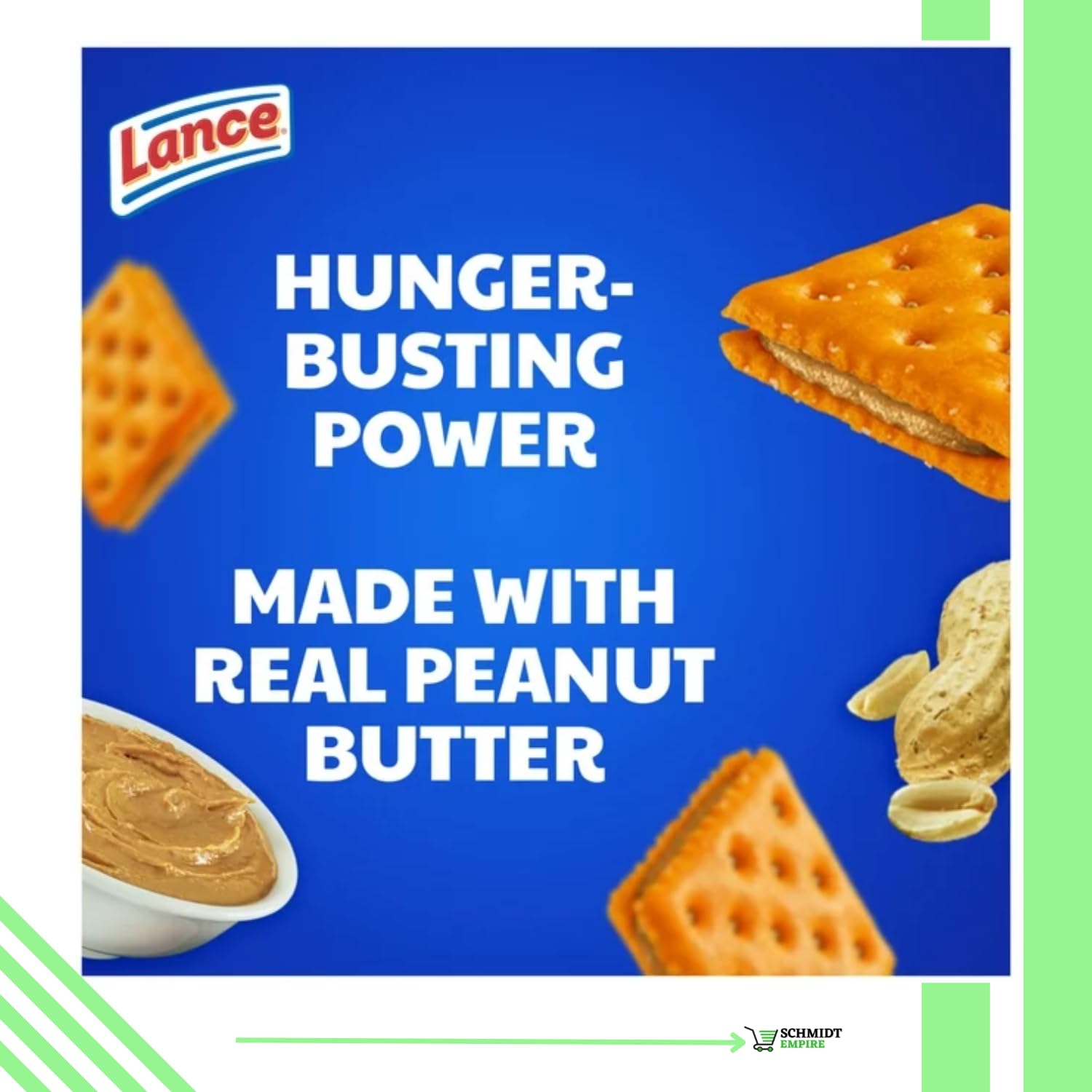 Lance Sandwich Crackers, ToastChee Peanut Butter, 8 paquetes individuales, 6 sándwiches cada uno + 1 protector de tarjeta SchmiidtEmpire + adhesivo