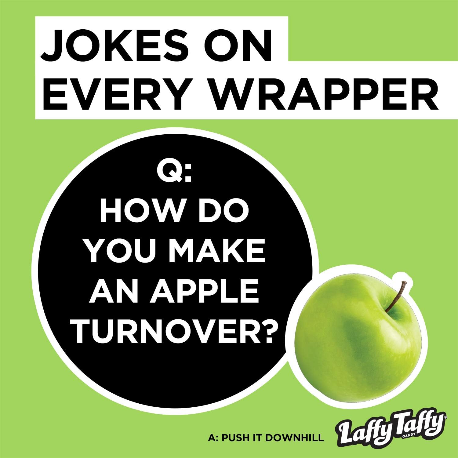 Laffy Taffy – Caramelos de manzana agria  Barras de tamaño divertido  Bromas en cada envoltorio  Caramelo de caramelo Laffy Taffy masticable y