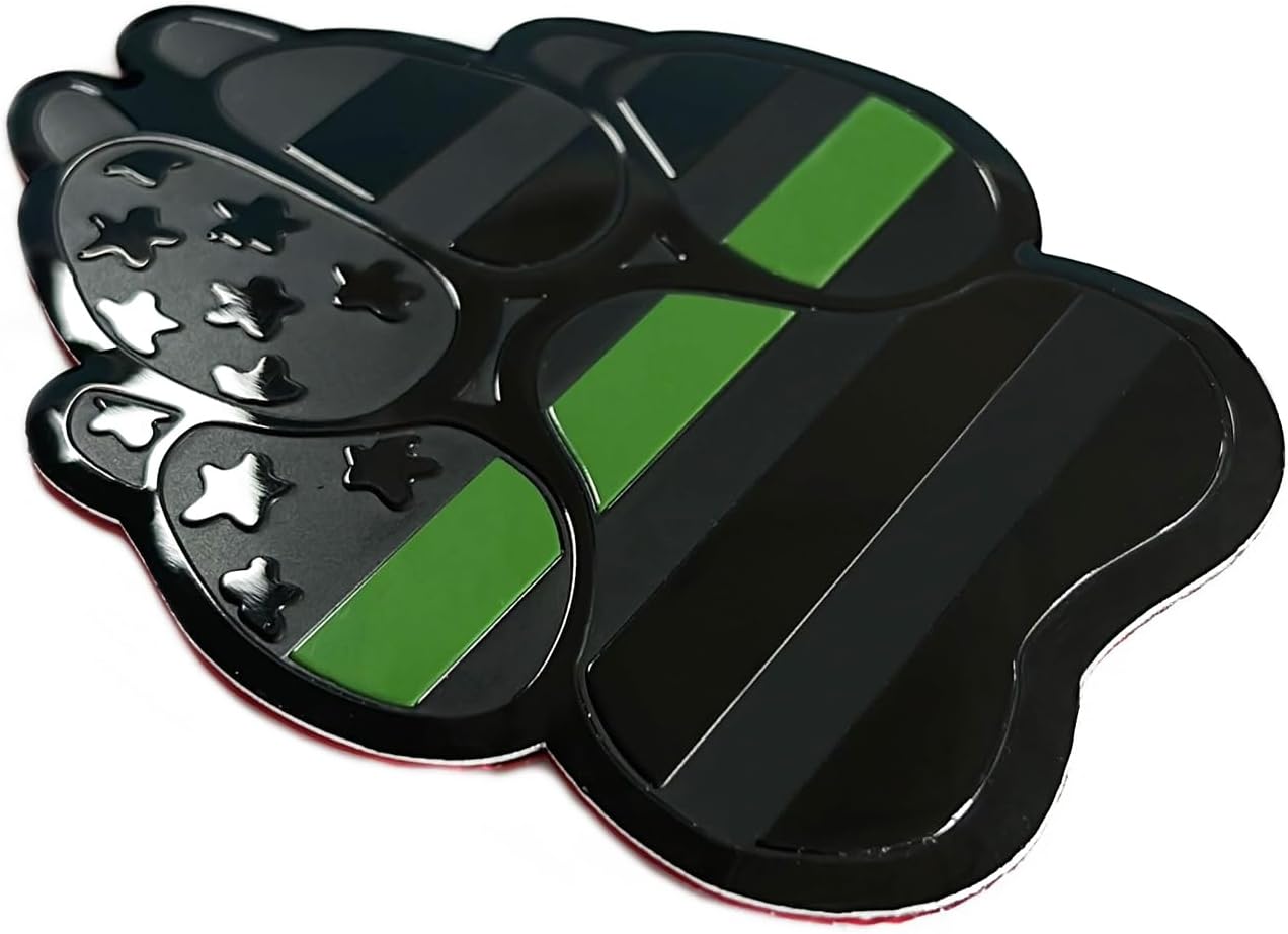 Calcomanía de metal negro estadounidense con bandera de perro K9, calcomanía de repuesto para auto, camión, SUV (verde)
