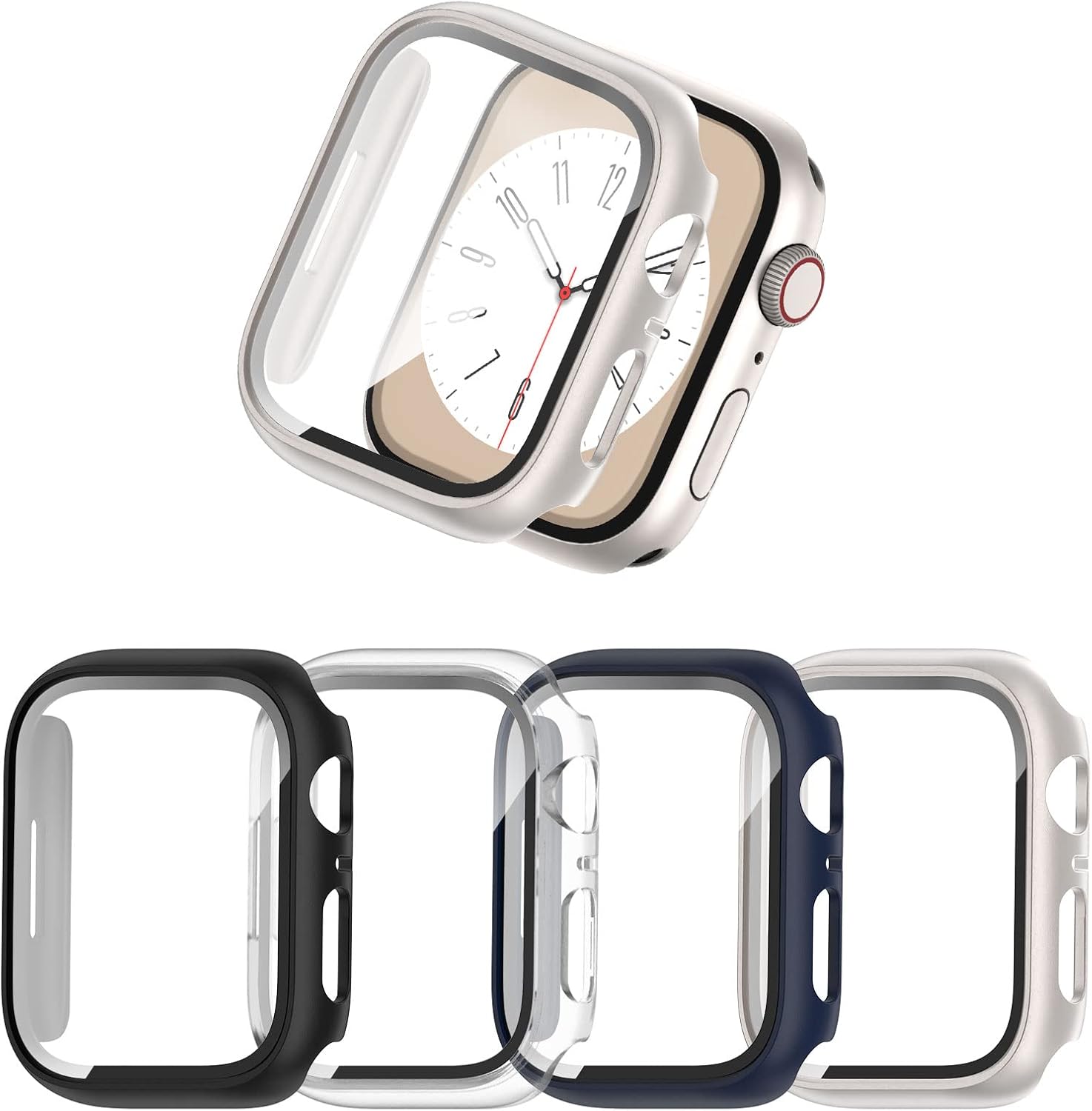 Paquete de 4 unidades COMMUTER para Apple Watch SE (2 generación)SE654 Protector de pantalla de 1.57 pulgadas, cubierta ultrafina de policarbonato